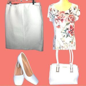 Rafael beautiful pure white textured skirt Nwot